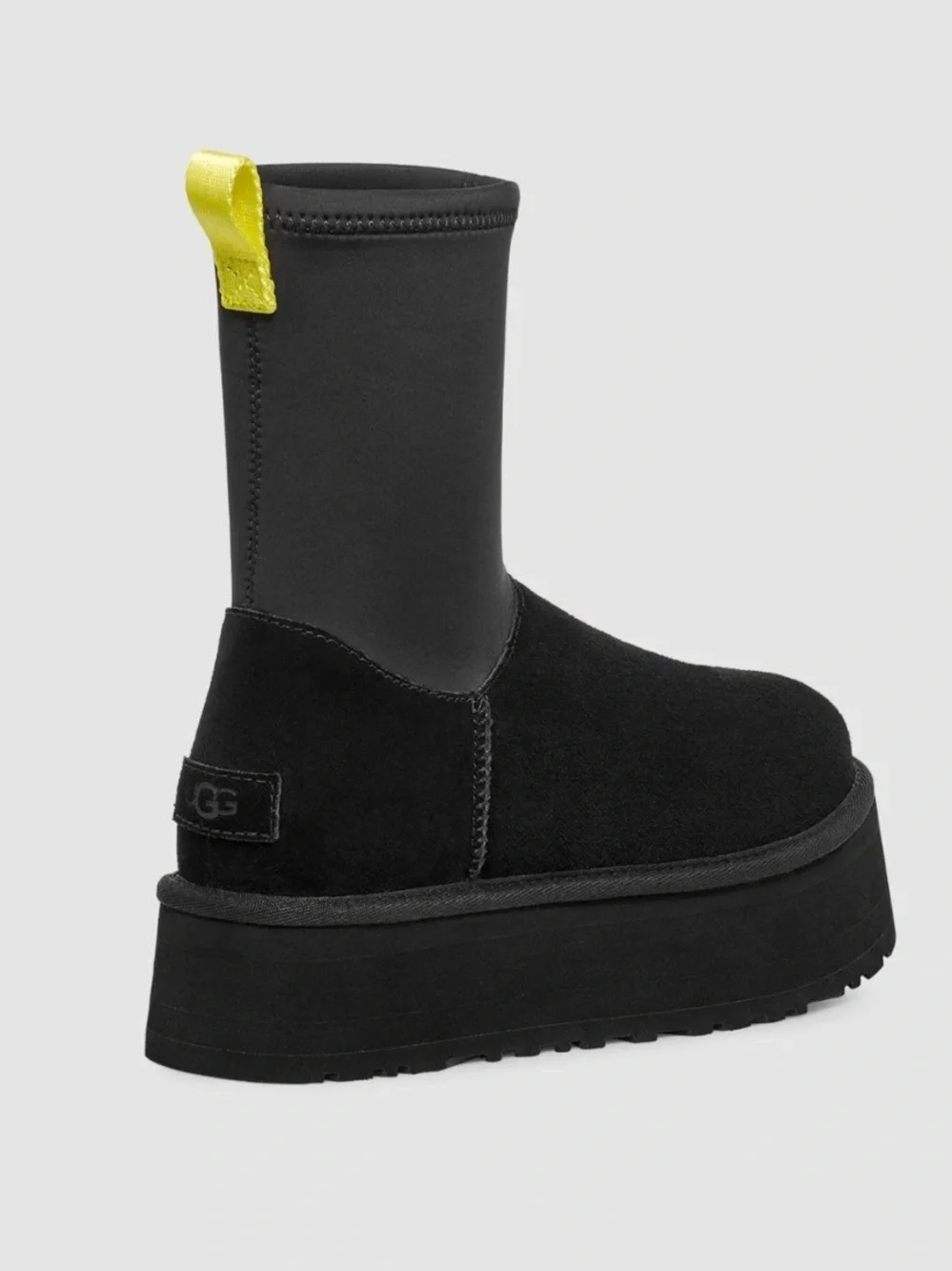 UGG Classic Dipper Platform Ankle Boots with Yellow Pull Tab Sz 9